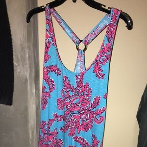 Lily Pulitzer coral reef blue and pink sun dress